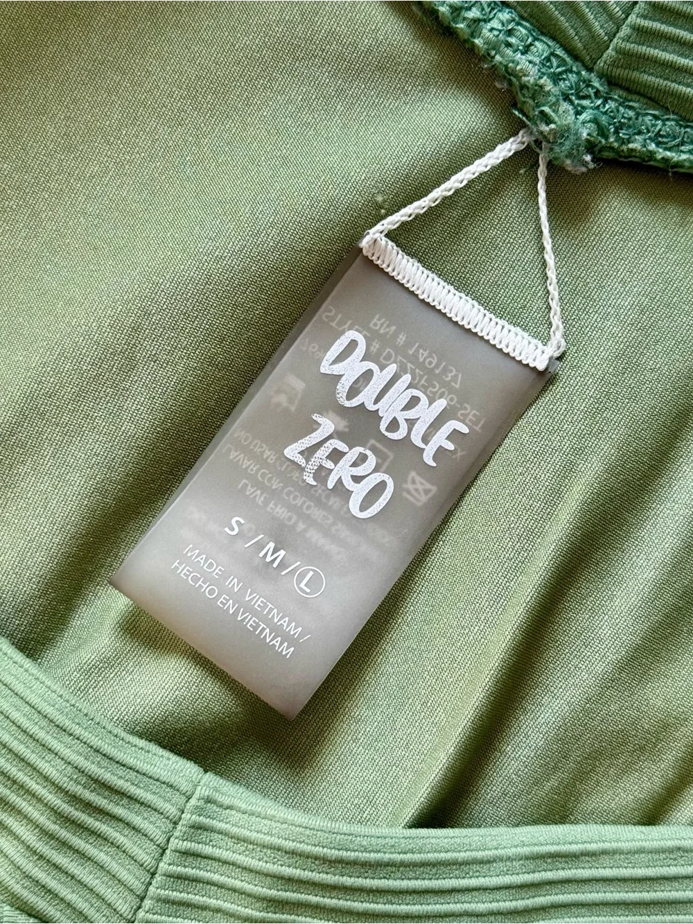 Buckle Double Zero Ribbed Cheeky Bikini Bottoms, Sage Green – Size Large
